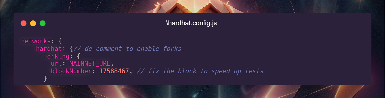hardhat network fork config