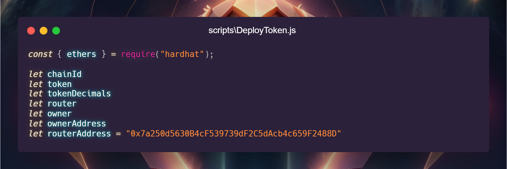 hardhat script initial code
